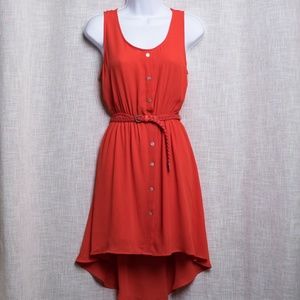 Coral Red A-Line Scoop-Neck Dress